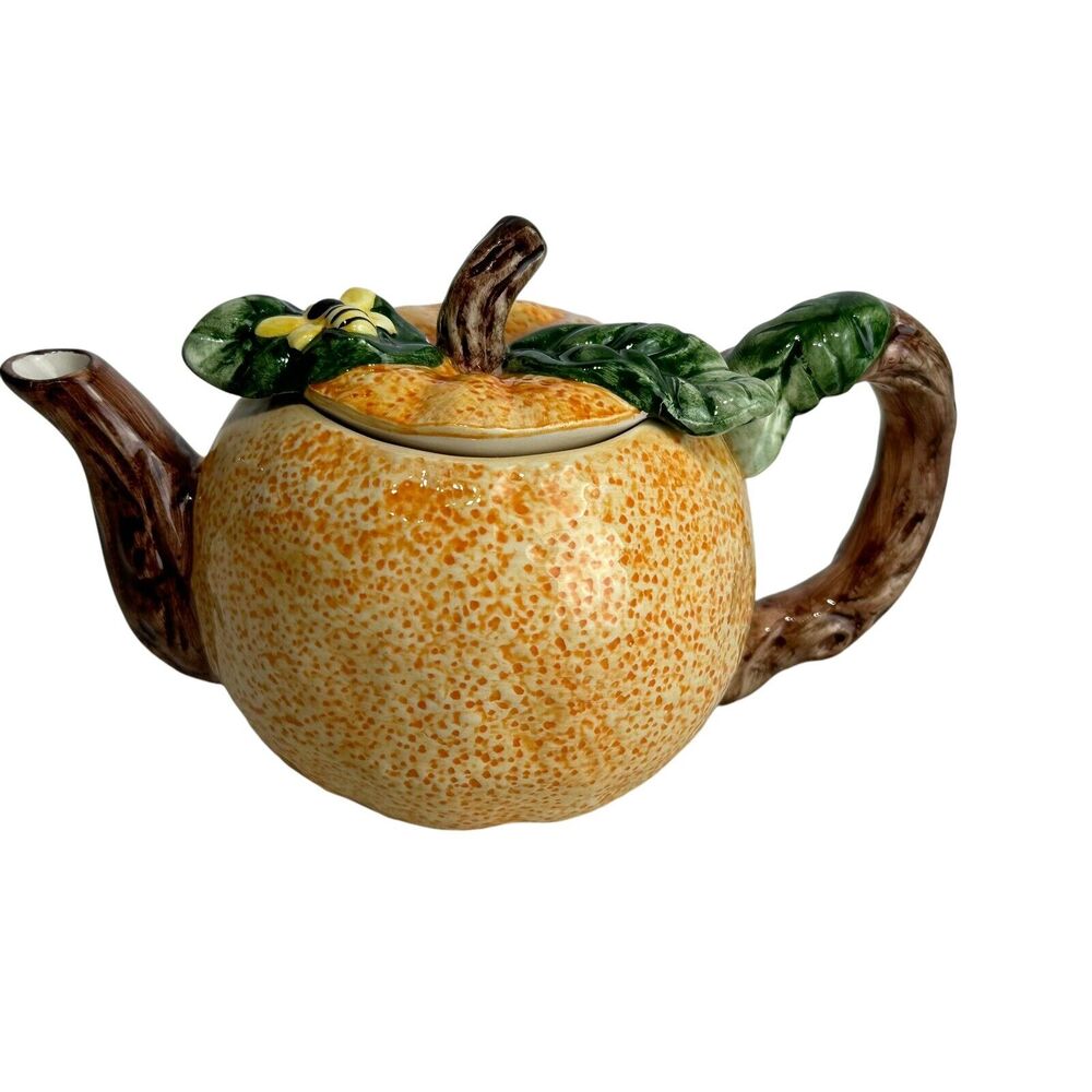 Vintage Shun Hui Citrus Orange Fruit Kitschy Bumble Bee One Cup Teapot
